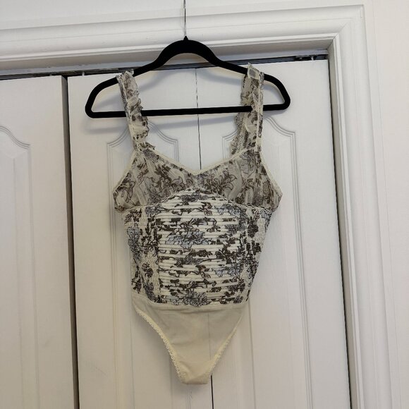 Free People Tops - Floral Ruffled Corset-Style Bodysuit